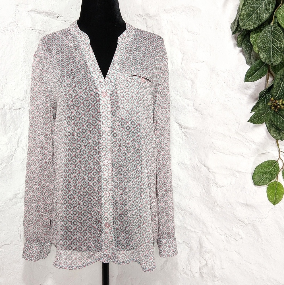 Kut from the Kloth Jasmine mint pink geometric top